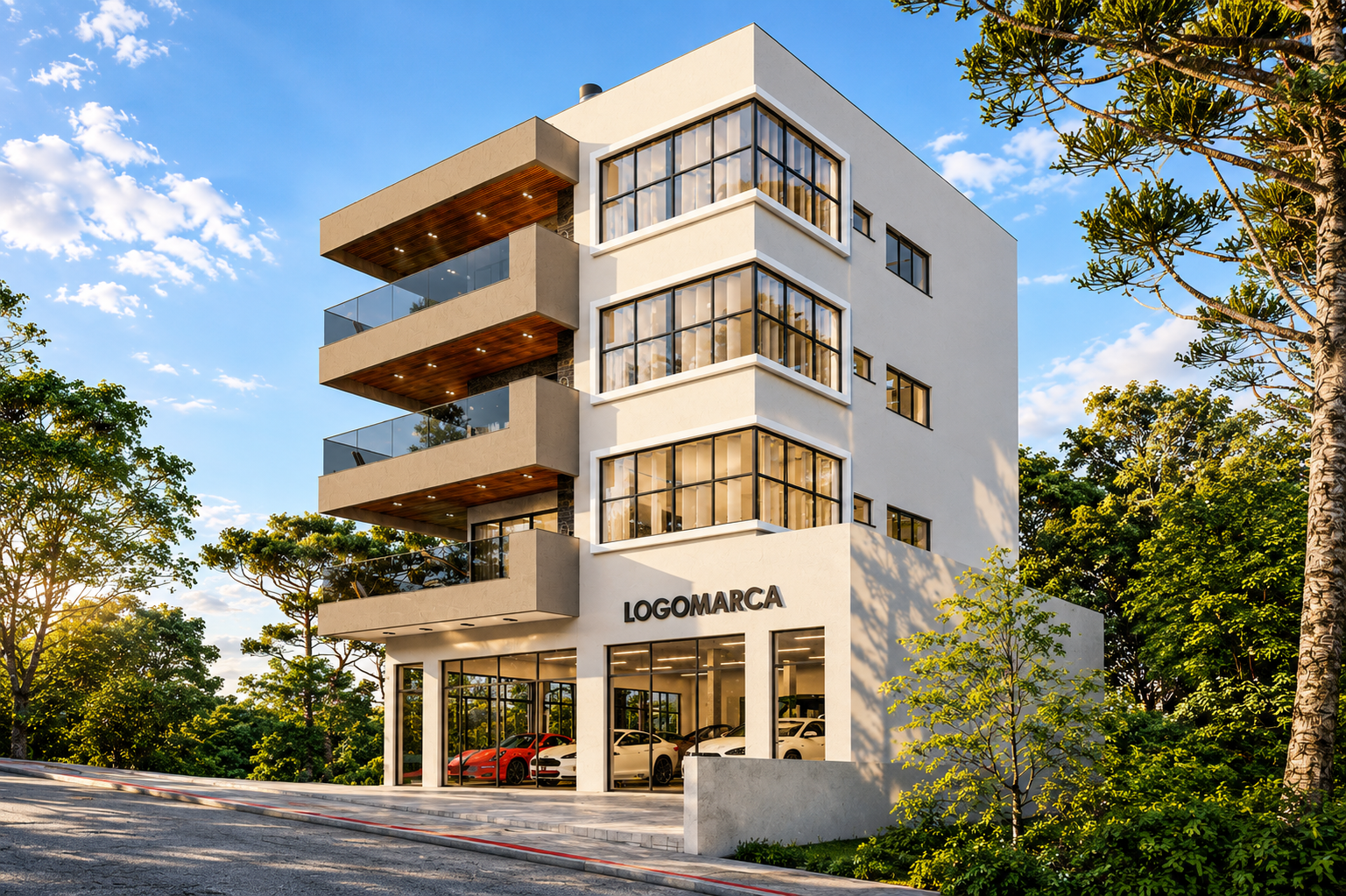 Edifício multifamiliar de uso misto com lojas no térreo e apartamentos nos pavimentos superiores